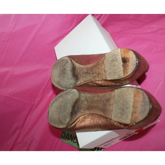 Chloe Pink Gold Ballerina Shoes Scalloped Ballet Flats IA012 Size 36.5 Women's 6 - Picture 6 of 8